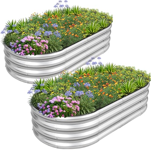 1MORE Verzinktes Hochbeet, Pflanzgefäß, Gartenkästen, Hochbeete für Gartenarbeit, 1,2 x 0,6 x 0,3 m, Metall-Gartenbeet, Set für Gemüse, Blumen, Pflanzgefäß, Hochbeete mit Werkzeug, Silber, 2 Stück 1MORE Verzinktes Hochbeet, Pflanzgefäß, Gartenkästen, Hochbeete für Gartenarbeit, 1,2 x 0,6 x 0,3 m, Metall-Gartenbeet, Set für Gemüse, Blumen, Pflanzgefäß, Hochbeete mit Werkzeug, Silber, 2 Stück von 1MORE