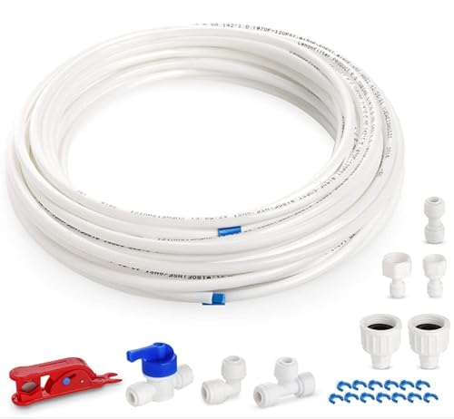 1Plusselect 15m Wasserzulaufleitung Universal Anschluss-Set mit Schlauchschelle für Kühlschrank Side by Side. Kühlschrankschlauch, Umkehrosmoseanlage Trinkwasser,Wasserschlauch 6,35mm(1/4") von ilauke