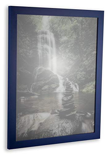 1a Bilderrahmen Orion Sonderformat Farbwahl Hier Blau Ozeanblau schlicht 40x65 cm kantig modern 65x40 cm eckig hochwertig preiswert mit klarem Kunstglas 1 mm von 1a Bilderrahmen