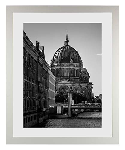 1a Bilderrahmen Orion Weiss schlicht 50 x 70 cm kantig Puzzle modern stabil eckig hochwertig preiswert mit klarem Kunstglas von 1a Bilderrahmen