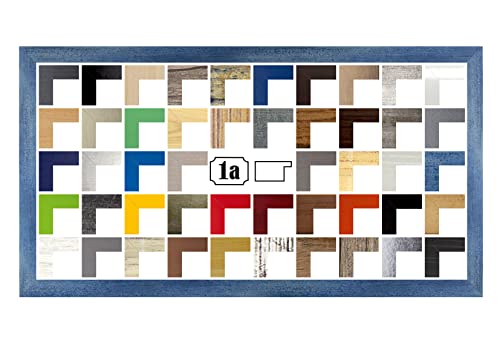 Colorello Bilderrahmen Posterrahmen Puzzlerahmen 60x120 cm Hellblau Gewischt 120x60 cm mit weisser Rückwand und Antireflex Acrylglas von 1a Bilderrahmen