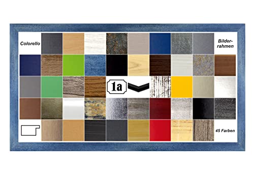 Colorello Deluxe Bilderrahmen Posterrahmen 33x98 cm Panorama und Quadrat Formate Hellblau Gewischt klares Kunstglas von 1a Bilderrahmen