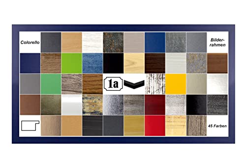 Colorello Deluxe Bilderrahmen Posterrahmen 35x100 cm Panorama und Quadrat Formate Dunkelblau Gewischt klares Kunstglas von 1a Bilderrahmen