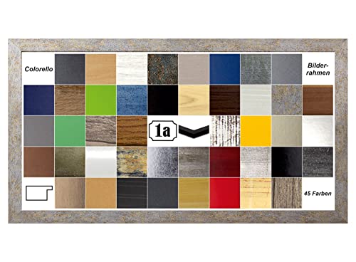 Colorello Deluxe Bilderrahmen Posterrahmen 40x120 cm Panorama und Quadrat Formate Altsilber Hammerschlag Dekor klares Kunstglas von 1a Bilderrahmen