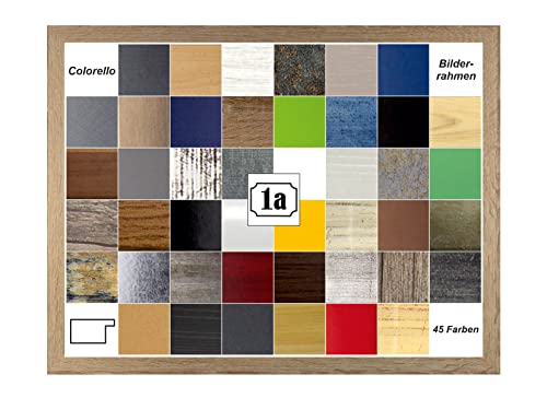 Colorello Deluxe Bilderrahmen Posterrahmen 40x60 cm Standard Formate Sonoma Eiche Dekor RW Weiss Kunstglas Antireflex von 1a Bilderrahmen