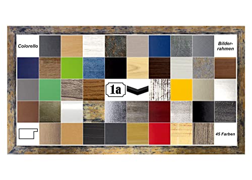 Colorello Deluxe Bilderrahmen Posterrahmen 50x100 cm Panorama und Quadrat Formate Blaugold Meliert klares Kunstglas von 1a Bilderrahmen