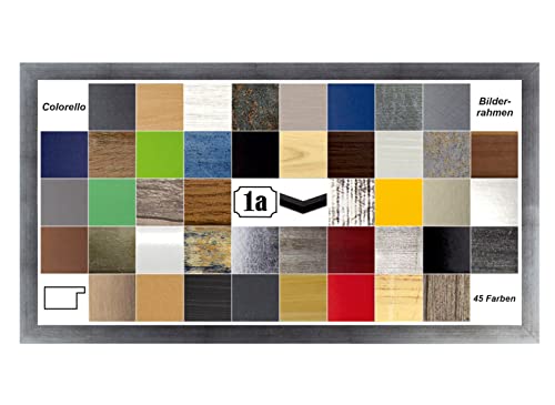 Colorello Deluxe Bilderrahmen Posterrahmen 50x120 cm Panorama und Quadrat Formate Farbe Silber Patiniert Antireflex Kunstglas von 1a Bilderrahmen