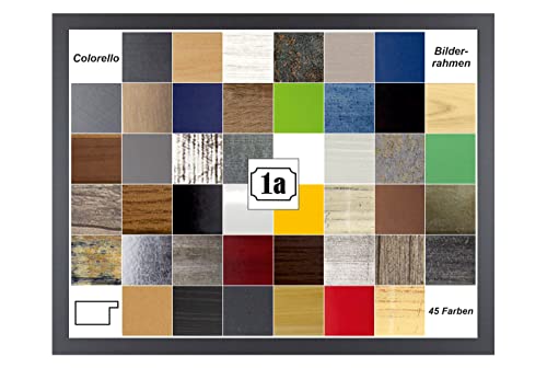 Colorello Deluxe Bilderrahmen Posterrahmen 70x100 cm Standard Formate Farbe Graphit RW Weiss Kunstglas klar von 1a Bilderrahmen