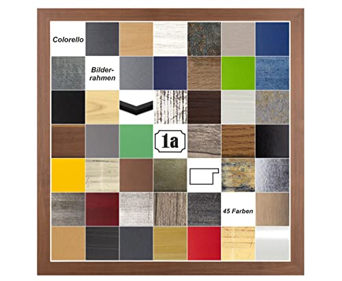 Colorello Deluxe Bilderrahmen Posterrahmen 70x70 cm Panorama und Quadrat Formate Nussbaum Dunkel Antireflex Kunstglas von 1a Bilderrahmen