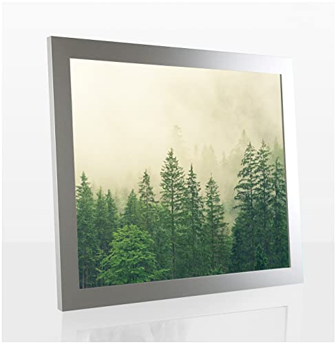 Monaldo Deluxe Bilderrahmen Posterrahmen 105 x 75 cm Farbe Mattsilber Silber Matt Wechselrahmen weisser Hintergrund Antireflex Kunstglas von 1a Bilderrahmen