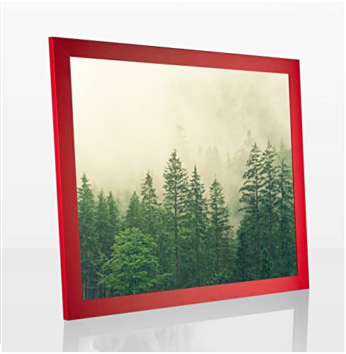 Monaldo Deluxe Bilderrahmen Posterrahmen 35 x 25 cm Rot Knallrot Ferrarirot Wechselrahmen weisser Hintergrund klares Kunstglas von 1a Bilderrahmen