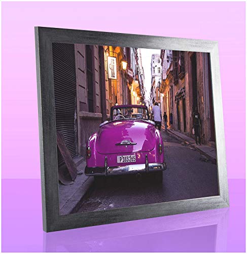 Monello Bilderrahmen 20x27 cm Grau Gewischt mit entspiegeltem Kunstglas passt für Poster Puzzle und Diamond Painting von 1a Bilderrahmen