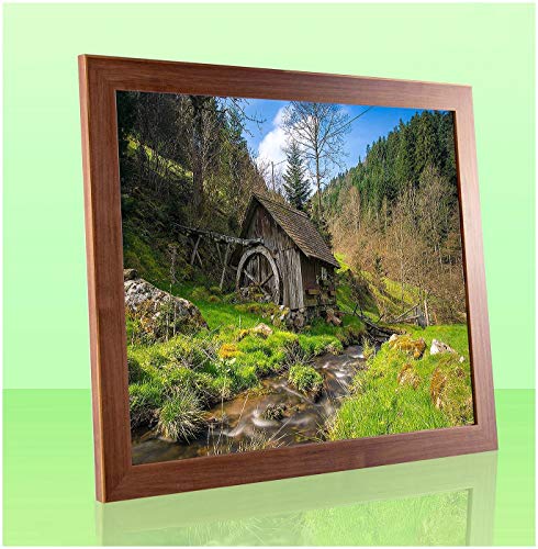 Monello Bilderrahmen 25x30 cm Nussbaum Dunkel Dekor mit entspiegeltem Kunstglas passt für Poster Puzzle und Diamond Painting von 1a Bilderrahmen