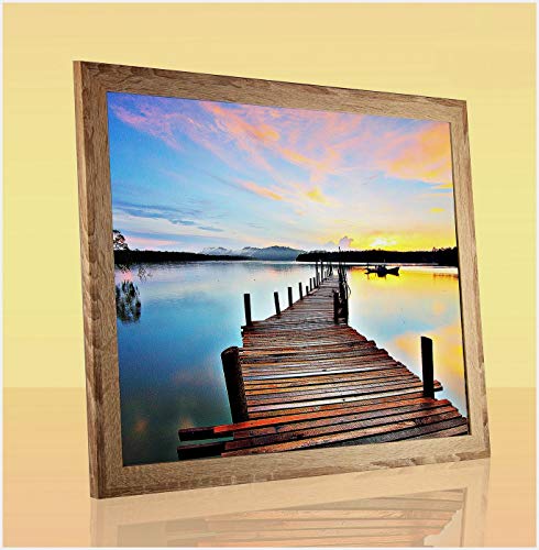 Monello Bilderrahmen 49x69 cm Sonoma Eiche Dekor mit klarem Kunstglas passt für Poster Puzzle und Diamond Painting von 1a Bilderrahmen