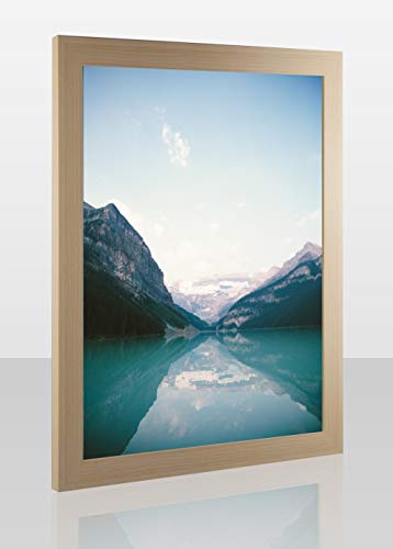 MonteCarlo Deluxe Slimline Bilderrahmen Posterrahmen 25x35 cm Ahorn Dekor 35x25 cm mit weissem Hintergrund und klarem Kunstglas von 1a Bilderrahmen