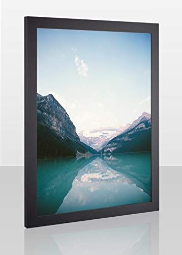 MonteCarlo Deluxe Slimline Bilderrahmen Posterrahmen 60x80 cm Graphit Optik 80x60 cm mit weissem Hintergrund und klarem Kunstglas von 1a Bilderrahmen
