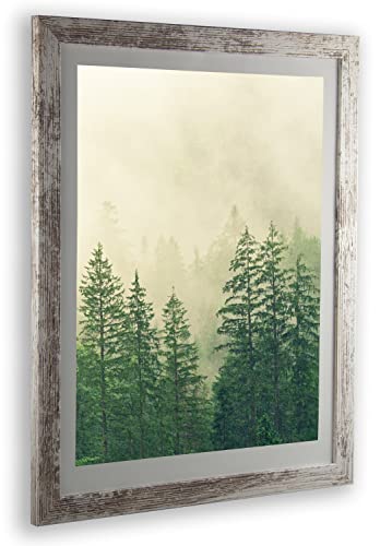 Monzetta Deluxe Bilderrahmen Posterrahmen 44x64 cm Weiß Vintage Shabby Chic cm Schritt Formatwahl 64x44 cm RW weiß Front Antireflex von 1a Bilderrahmen