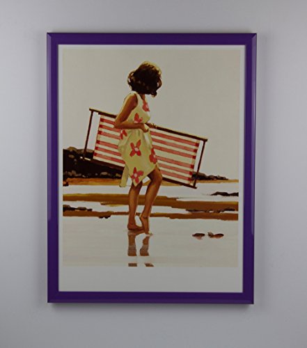 Orello Deluxe Massivholz Bilderrahmen Posterrahmen 36 x 49 cm Lila Flieder mit weissem Hintergrund Kunstglas Klar von 1a Bilderrahmen
