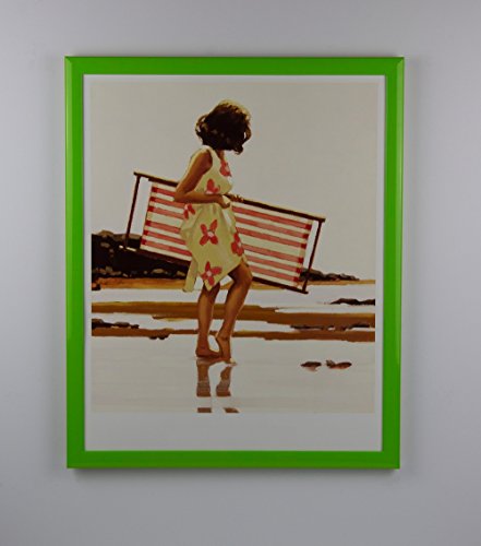 Orello Deluxe Massivholz Bilderrahmen Posterrahmen 40 x 60 cm Grün Hellgrün Hochglanz mit weissem Hintergrund Antireflex Kunstglas von 1a Bilderrahmen