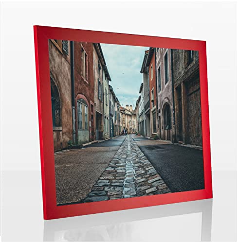 Orion Deluxe Bilderrahmen Posterrahmen 28x35 cm Farbe und Verglasung wählbar Rot Knallrot Ferrarirot 35x28 cm mit weisser Rückwand und klarem Kunstglas 1 mm von 1a Bilderrahmen