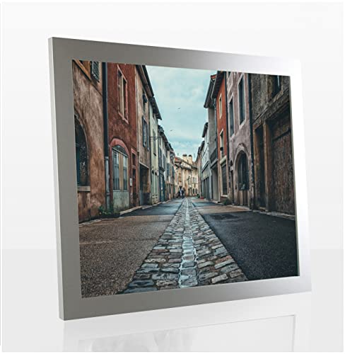 Orion Deluxe Bilderrahmen Posterrahmen 40x60 cm Farbe und Verglasung wählbar Silber Matt Mattsilber 60x40 cm mit weisser Rückwand und spiegelfreiem Antireflex Kunstglas 1 mm von 1a Bilderrahmen