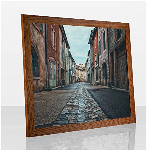 Orion Deluxe Bilderrahmen Posterrahmen 50x40 cm Puzzlerahmen Eiche Rustikal Dekor Antireflex Kunstglas Hintergrund Weiss von 1a Bilderrahmen