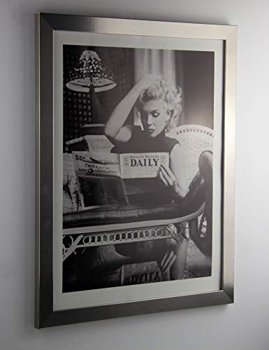 Paola Deluxe Bilderrahmen Posterrahmen 77x102 cm Edelstahl Optik mit weißem Hintergrund und Kunstglas klar von 1a Bilderrahmen