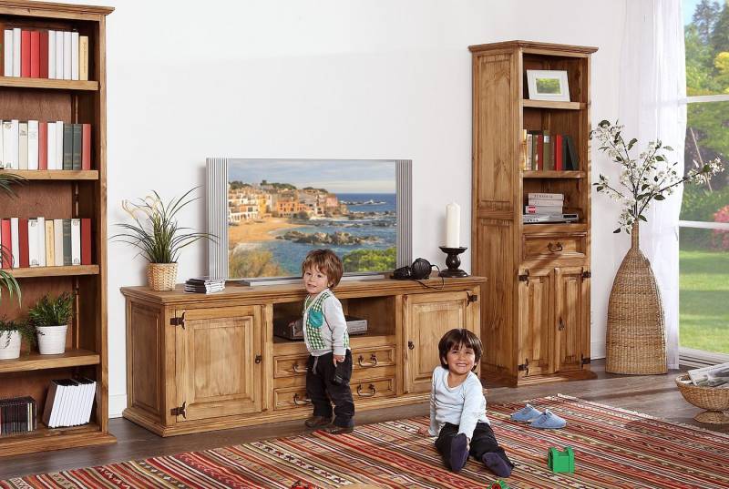 1a Direktimport Bücherregal Mexico Möbel Hifi Bücherregal - Pinie Massivholz - Landhausstil von 1a Direktimport