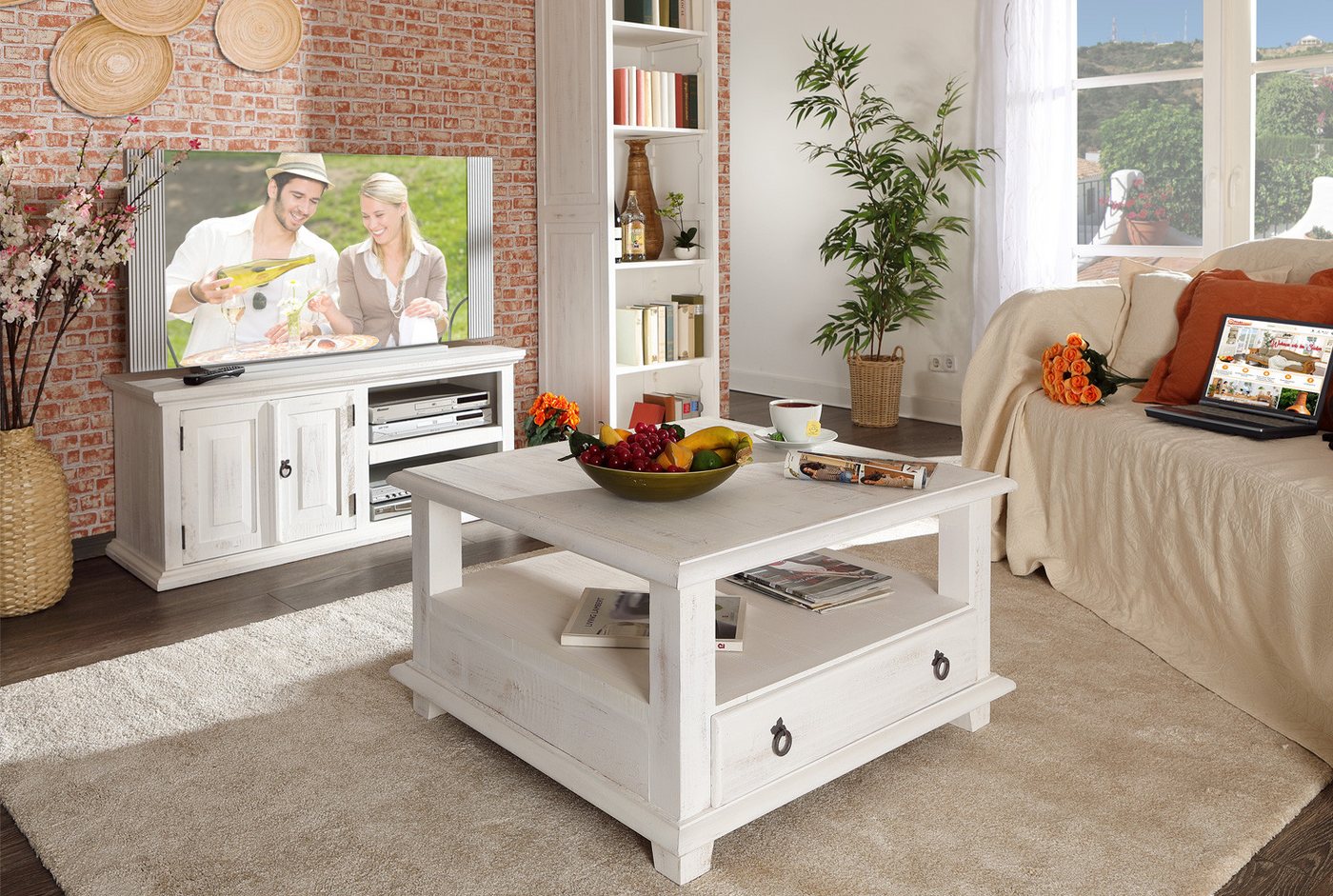 1a Direktimport Couchtisch Mexico Möbel Sofatisch Wohnzimmertisch - Pinie weiß antik - Landhausst 1a Direktimport Couchtisch Mexico Möbel Sofatisch Wohnzimmertisch - Pinie weiß antik - Landhausst von 1a Direktimport