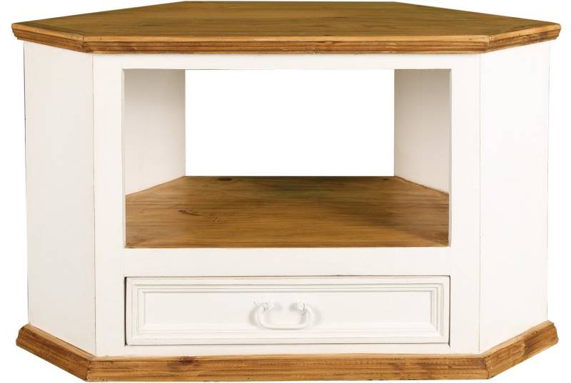 1a Direktimport Eckschrank TV Eckschrank Fernseh-Eck-Kommode Mexico - Weiß - Pinie massiv - Landh von 1a Direktimport