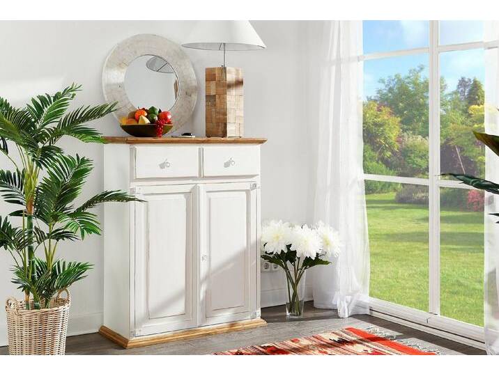 1a Direktimport Kommode Vertiko Schrank Pinie Massivholz Weiß Honig - Mexico Möbel, weiß von 1a-Direktimport