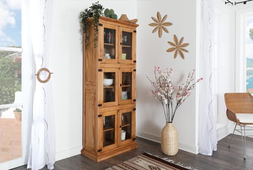 1a Direktimport Mexico Möbel Vitrine Glasschrank - Pinie Massivholz - Landhausstil von 1a Direktimport