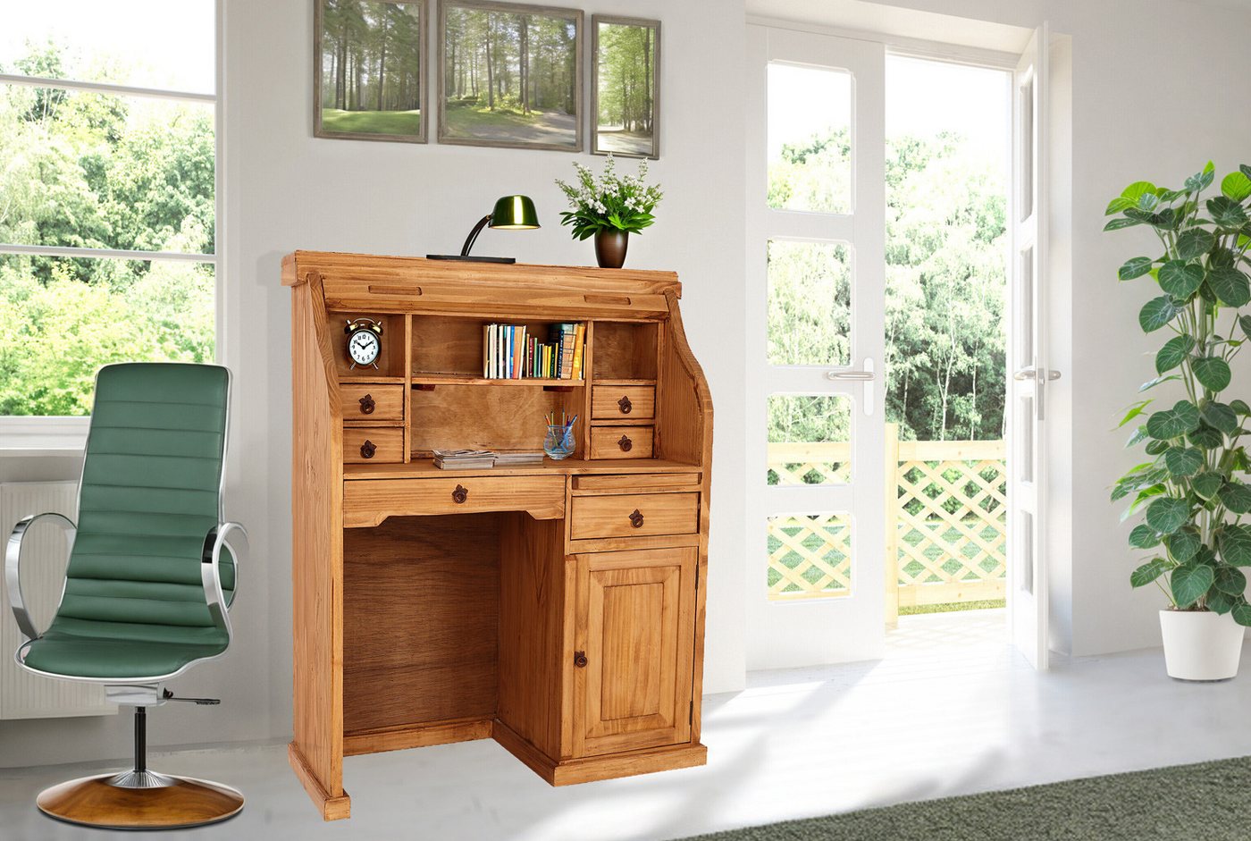 1a Direktimport Sekretär Mexico Möbel Sekretär Homeoffice - Pinie Massivholz - Landhausstil von 1a Direktimport