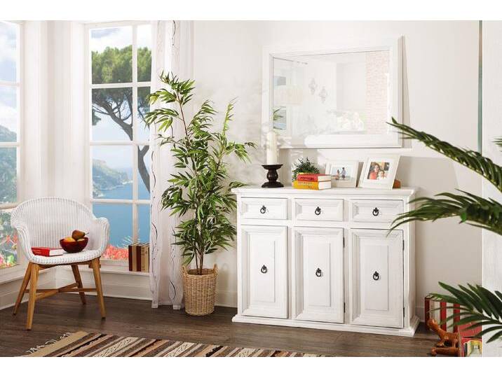 1a Direktimport Sideboard Kommode Sidebord MEXICO Weiß Antik - Pinie Massivholz - Landhausmöbel, braun weiß von 1a-Direktimport
