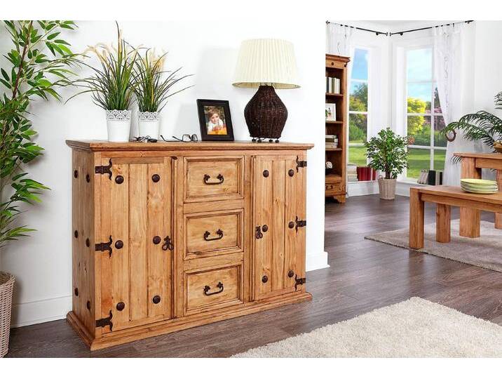 1a Direktimport Sideboard Mexico Möbel Anrichte Kommode Sidebord Hacienda, Pinie massiv, braun von 1a-Direktimport