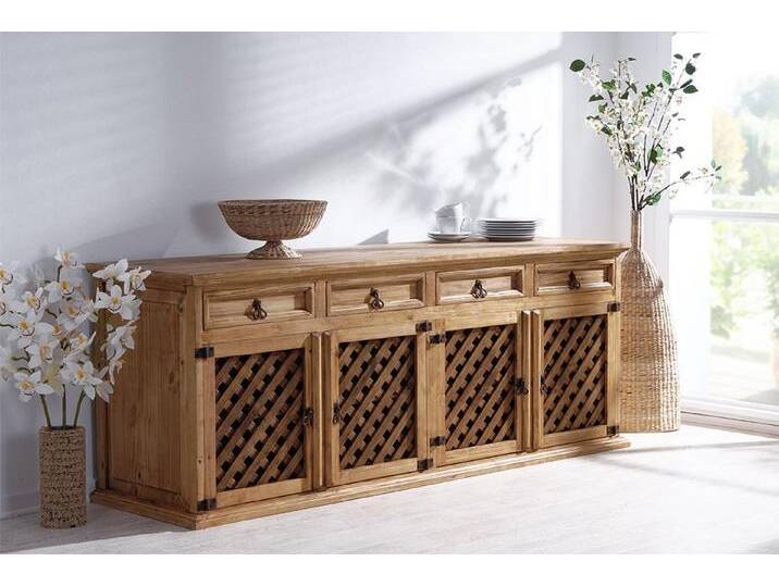 1a Direktimport Sideboard Mexico Möbel Anrichte Kommode Sidebord Pinie Massivholz Landhaus, braun von 1a-Direktimport