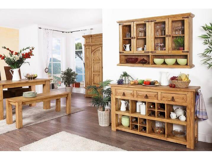 1a Direktimport Sideboard Mexico Möbel Wandtisch Weinregal Anrichte - Pinie massiv - Landhaus, braun von 1a-Direktimport