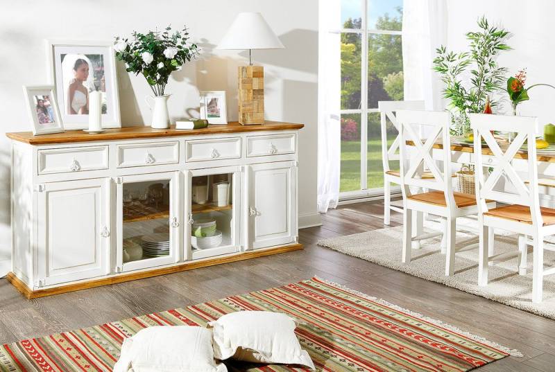 1a Direktimport Sideboard Schrank Sidebord MEXICO, Pinie weiß honig Massivholz, Landhaus von 1a Direktimport