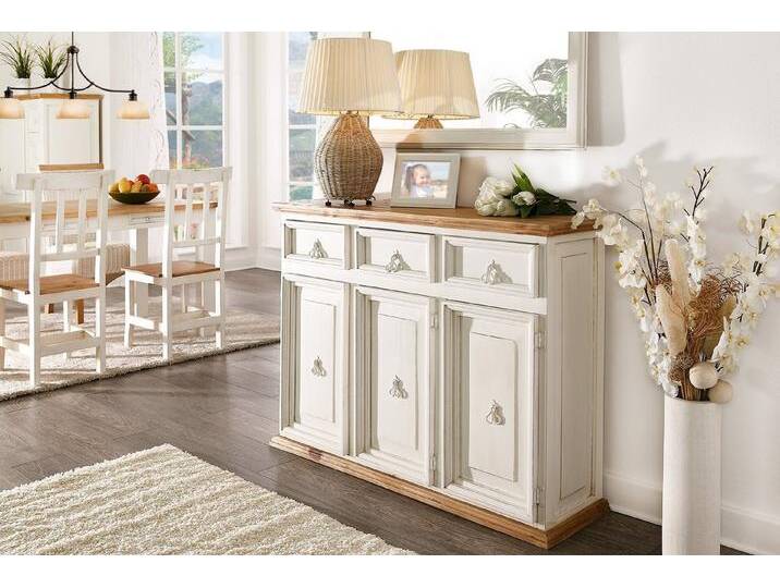 1a Direktimport Sideboard Sideboard Kommode Mexico Weiß - Pinie massiv - Landhausmöbel, weiß von 1a-Direktimport