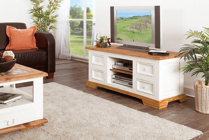 1a Direktimport TV-Board Fernsehschrank TV-Kommode Board Mexico Weiß - Pinie massiv - Landhaus von 1a Direktimport
