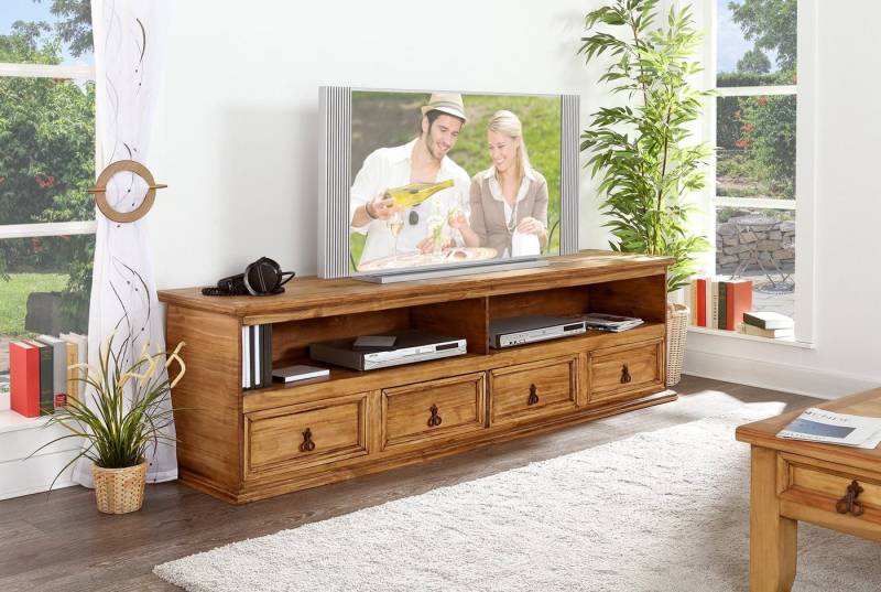 1a Direktimport TV-Board Mexico Möbel TV Lowboard Hifi Schrank - Pinie massiv - Landhaus von 1a Direktimport