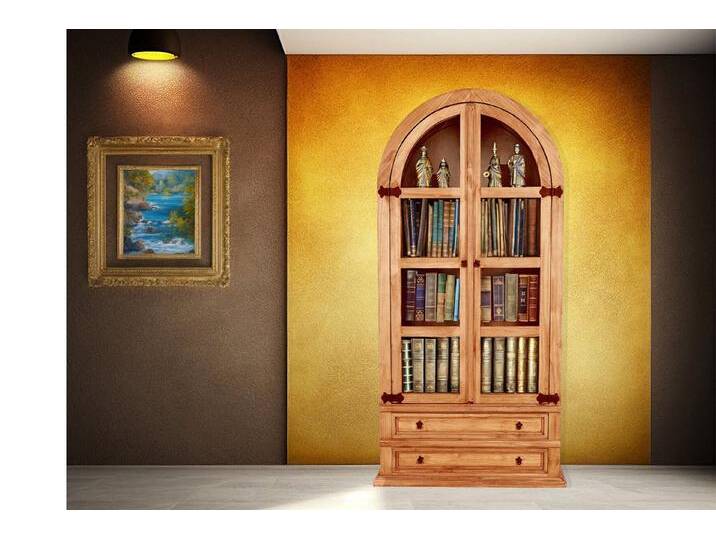 1a Direktimport Vitrine Mexico Möbel Rundbogenvitrine Rundbogenschrank - Pinie Massivholz - La, braun von 1a-Direktimport