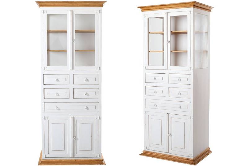 1a Direktimport Vitrine Sammlervitrine Glasschrank Landhausstil - Pinie Massivholz weiß von 1a Direktimport
