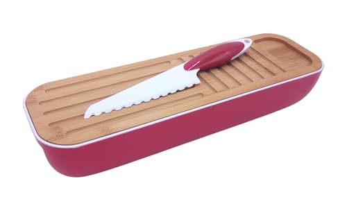 1a-Handelsagentur Brotkasten mit Schneidebrett und Brotmesser Brotkorb Brotbehälter Baguett Box, Farbe:rot 1a-Handelsagentur Brotkasten mit Schneidebrett und Brotmesser Brotkorb Brotbehälter Baguett Box, Farbe:rot von 1a-Handelsagentur