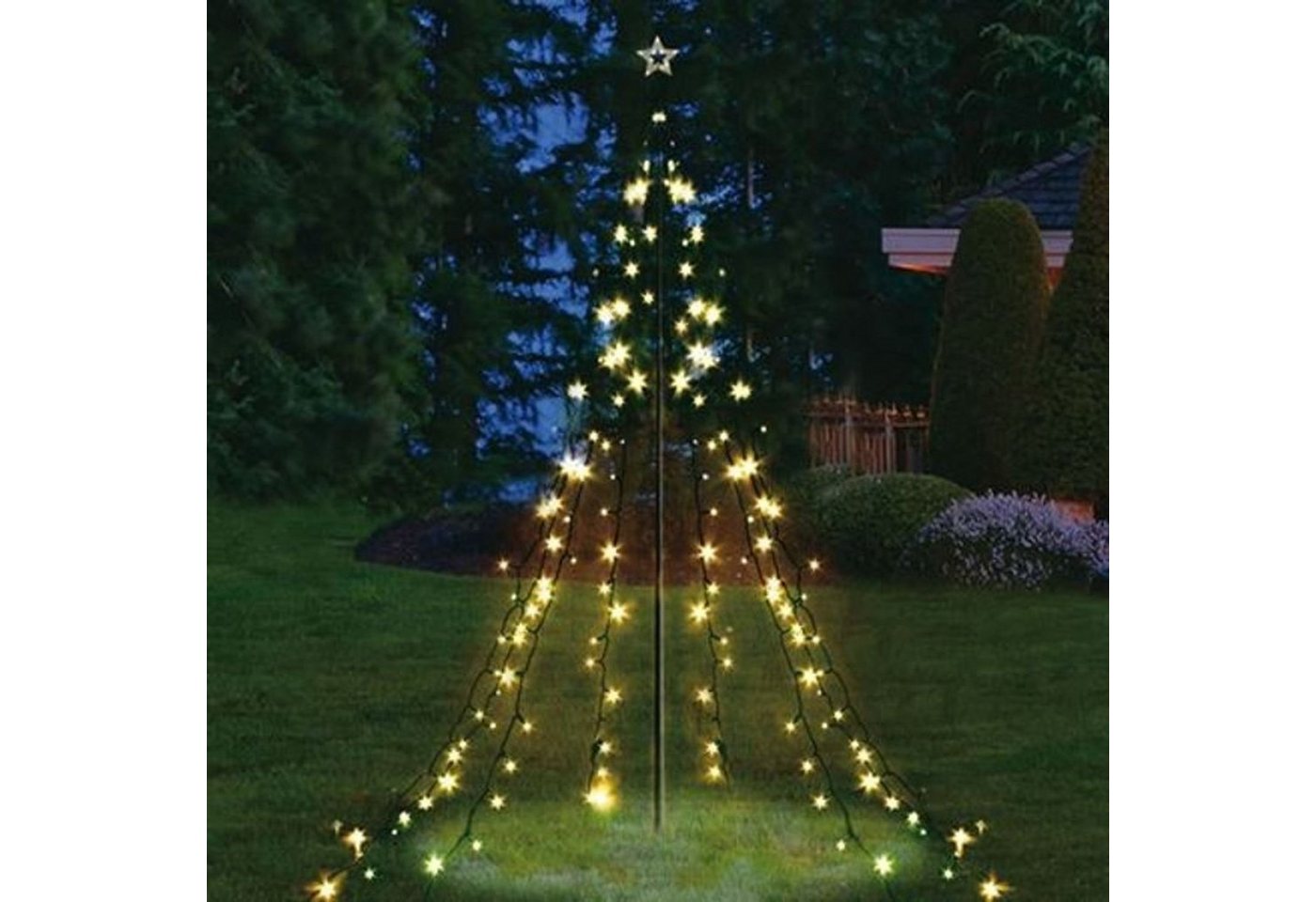 BURI Lichterkette Garten-Lichterpyramide mit 200 LEDs Lichterkette Lichternetz von BURI