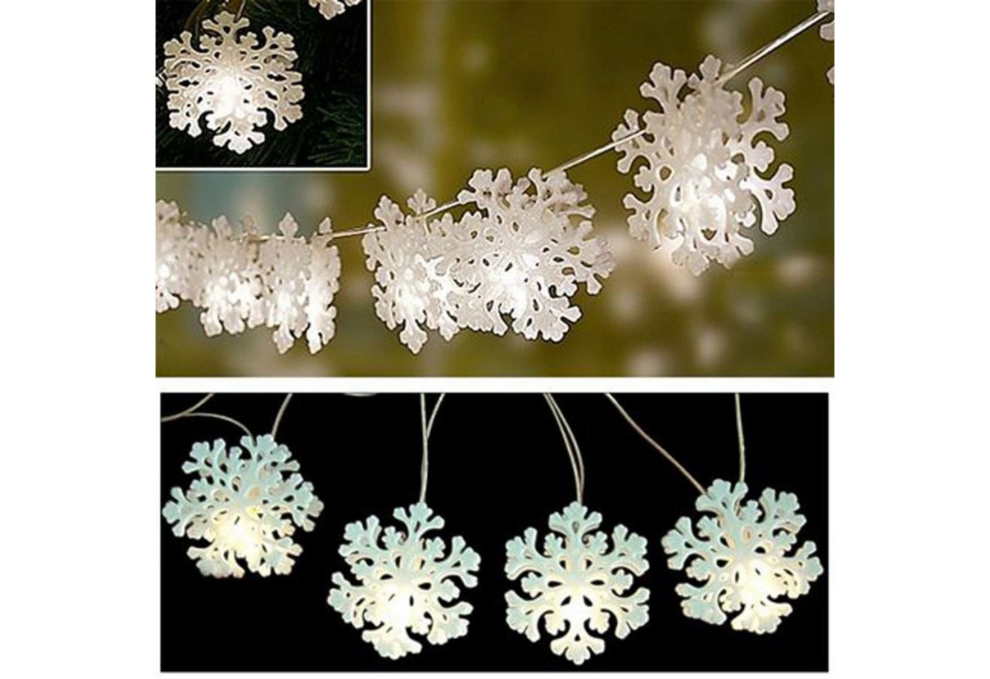 BURI Lichterkette LED Schneeflocken-Lichterkette 4m Weihnachtsdeko Fenster Winterdeko BURI Lichterkette LED Schneeflocken-Lichterkette 4m Weihnachtsdeko Fenster Winterdeko von BURI