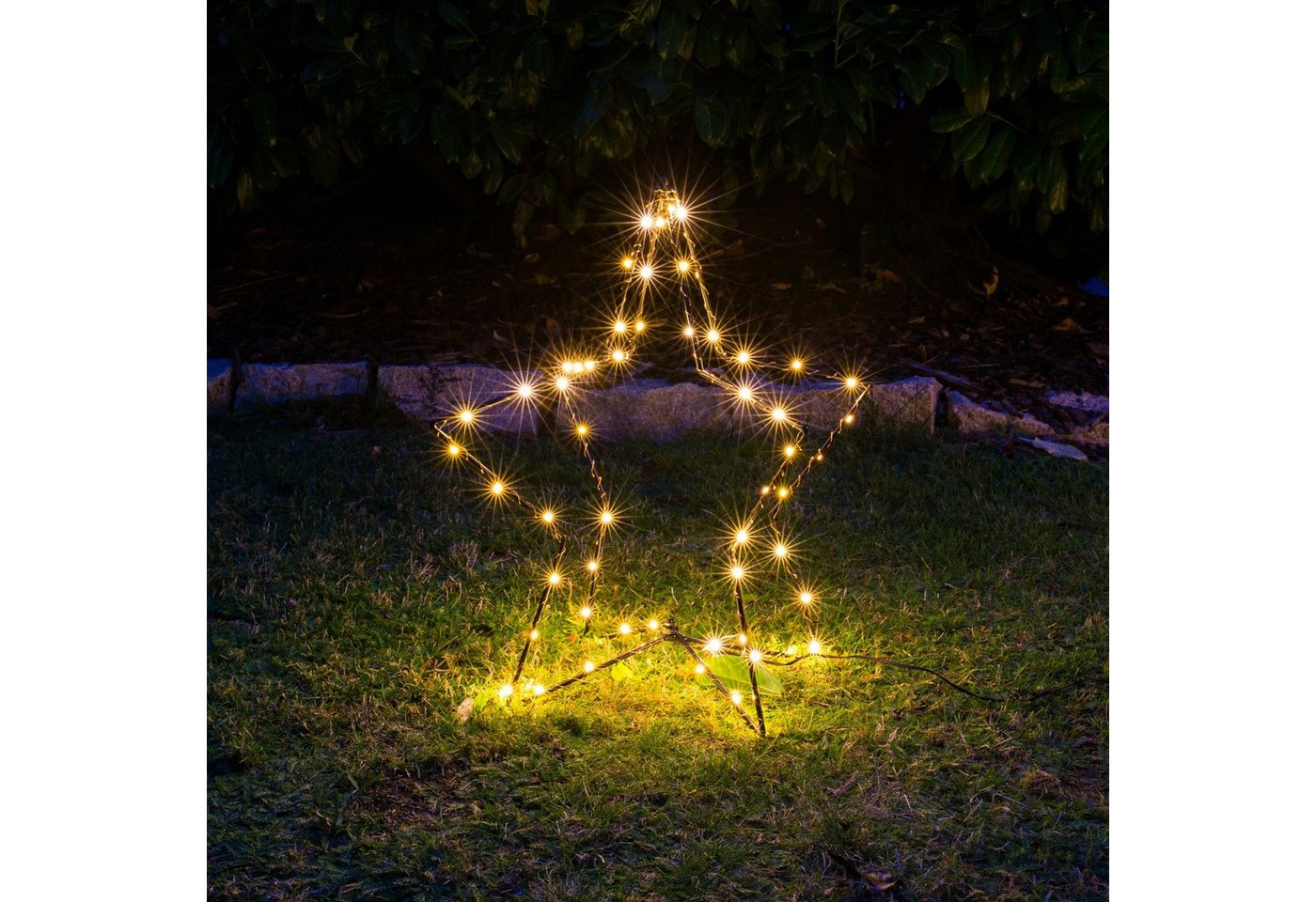 BURI LED Baum 3D LED-Weihnachtsstern H51cm schwarz Leuchtstern Drahtstern Weihnachts von BURI