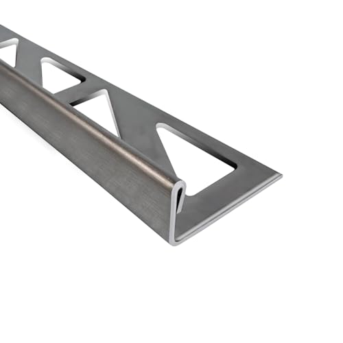 L-Profil Edelstahlschiene V2A, Fliesenschiene, Fliesenleiste, Fliesenprofil, 250cm x 10mm gebürstet von 1a Sales & Trading