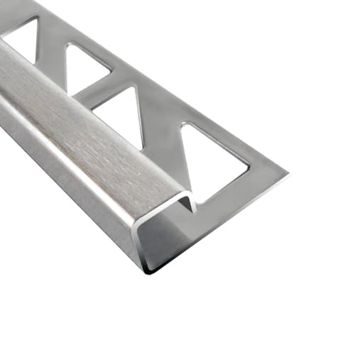 Quadrat Edelstahlschiene V2A, Fliesenschiene, Fliesenleiste, Fliesenprofil, 250cm x 10mm gebürstet von 1a Sales & Trading