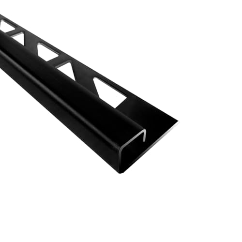 Quadrat Edelstahlschiene V2A Fliesenschiene Fliesenleiste Fliesenprofil 250cm x 10mm schwarz gebürstet von 1a Sales & Trading